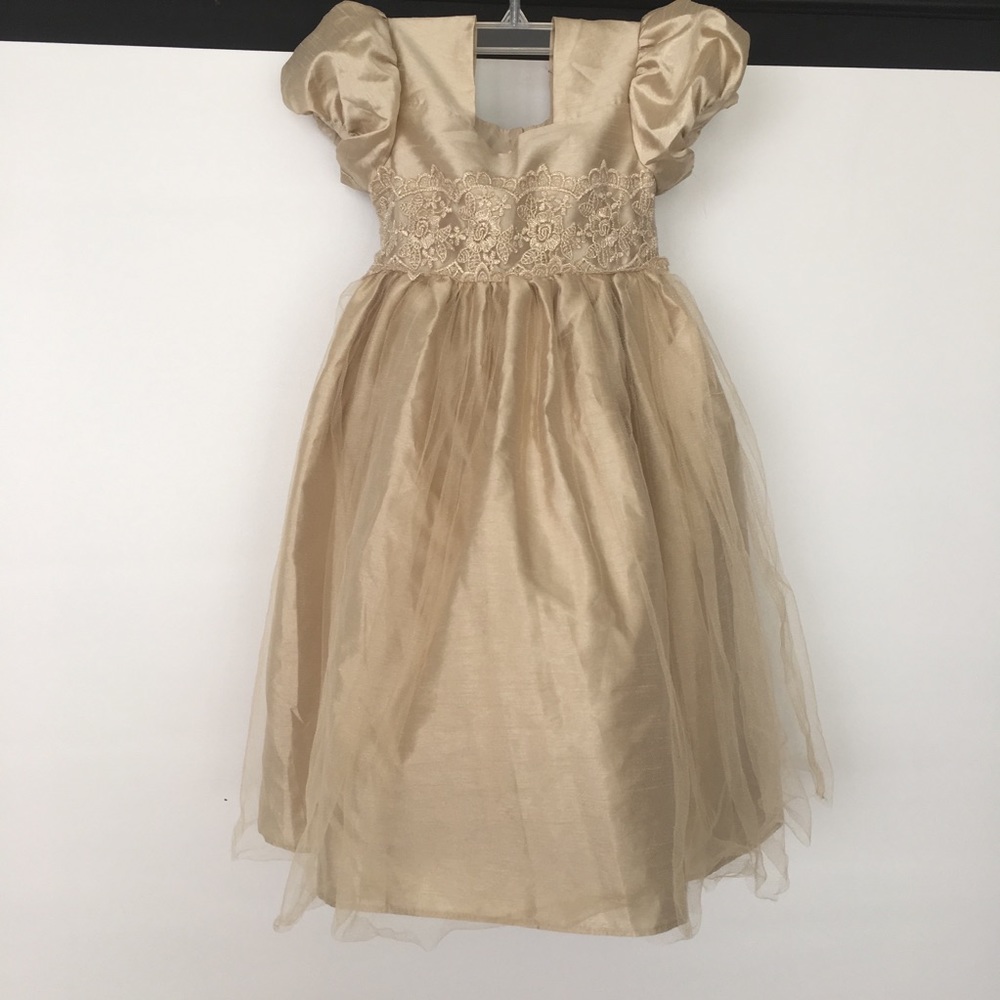 George gold tulle holiday dress